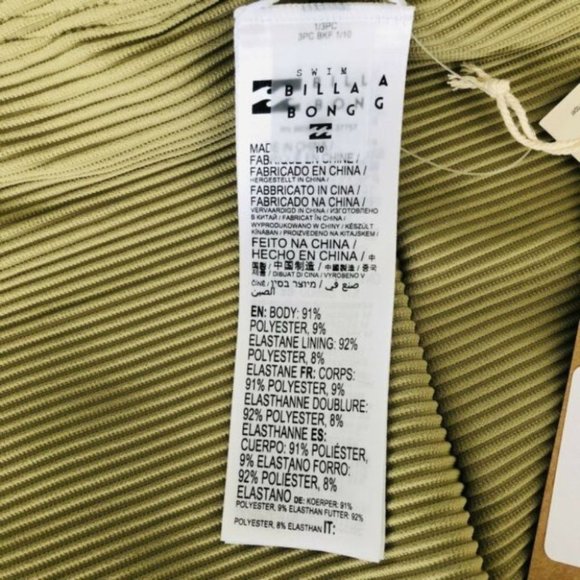 Billabong BNWT Plunge One piece Swimsuit Green Size 10 Removable Padding Swim - Picture 7 of 9